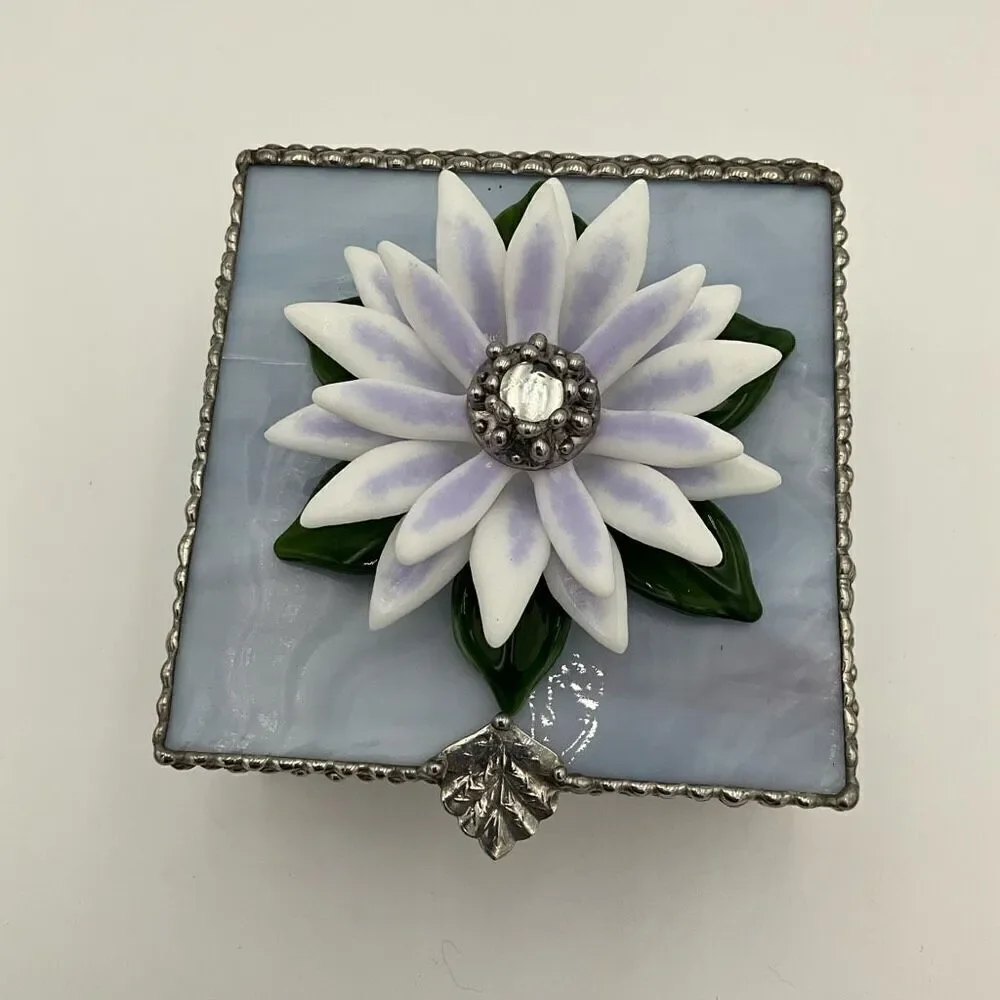 HANDCRAFTED Stained Glass Jewelry Box Keepsake Box